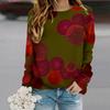 Tops For Women Geometric Circle Print Round Neck Long Sleeve T-shirt Fall Casual Slim Pullover Women's Long Sleeve Top