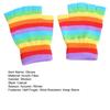1 Pair Students Gloves Half Finger Knitted Colorful Rainbow Stripe Stretchy Comfortable Keep Warm Super Soft Autumn Winter Women