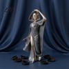 High-end Photography Prop Mysterious Black Cloak Witch Queen Resin Statue, Gothic Elegant Female Stylized Sculpture Figurine, Dark Art for Entryway