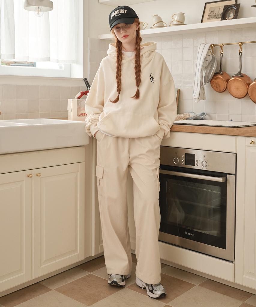LOSSYROW Corduroy Banding Cargo Pants Cream