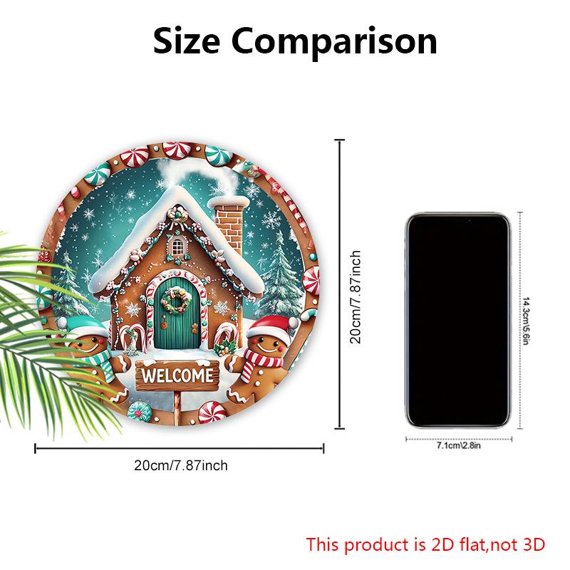 Wooden Christmas Sign with Snow House & Gingerbread Man Pattern - Navidad Welcome Sign for Front Door Wall Hanging Decor - Ideal Christmas Gift