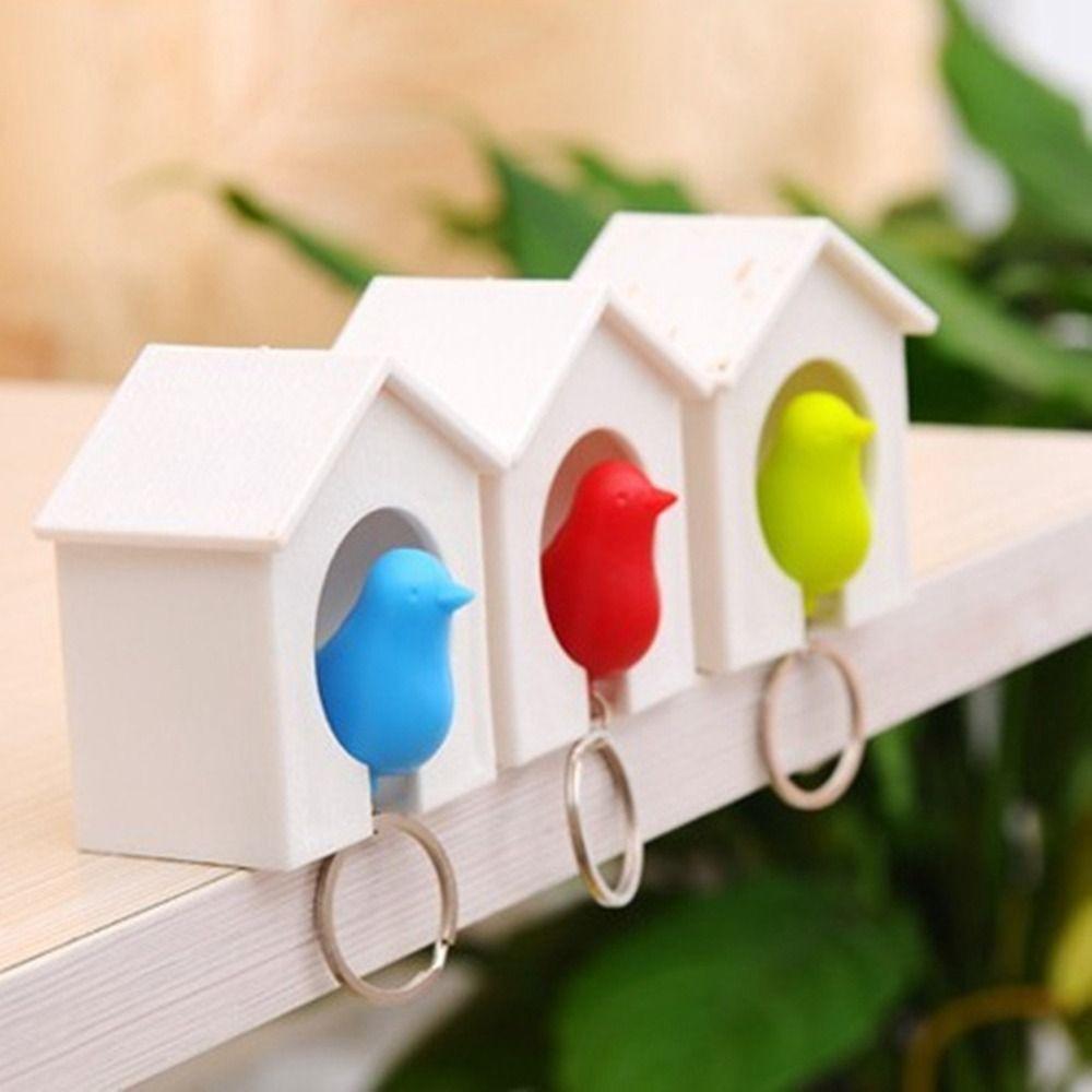 Wall Mounted Sparrow House Keychain Birdhouse Shape Key Hanger Creative Sparrow Key Holder Home