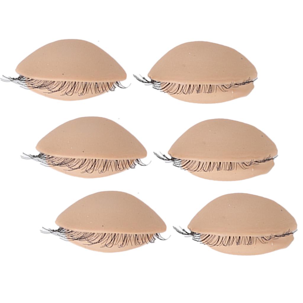 3 пары манекен-головок с веками и ресницами для обучения наращиванию ресниц, пересадка кожи