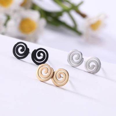 Skyrim Stainless Steel Spiral Swirl Stud Earring for Women Minimalist Geometric Ear Studs 2026 Trendy Jewelry Wholesale