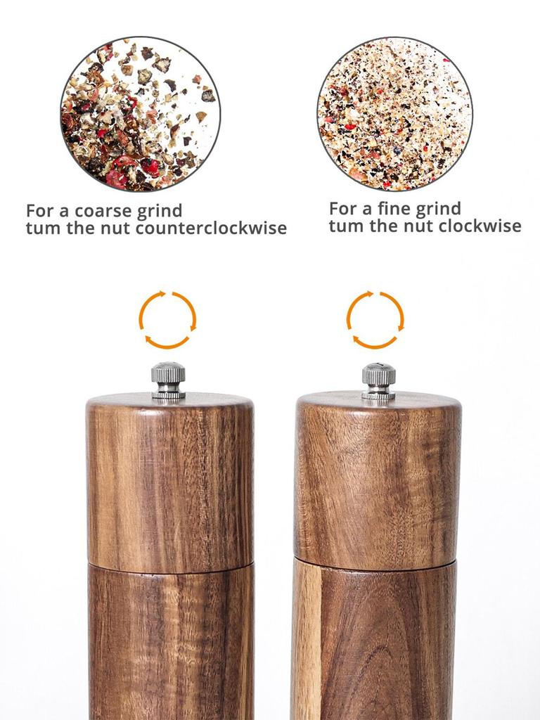 Leeseph набор из деревянной мельницы для соли и перца, деревянный поднос для крепления, щетка для чистки и ложка, аксессуары для обеденного стола, 8 дюймов