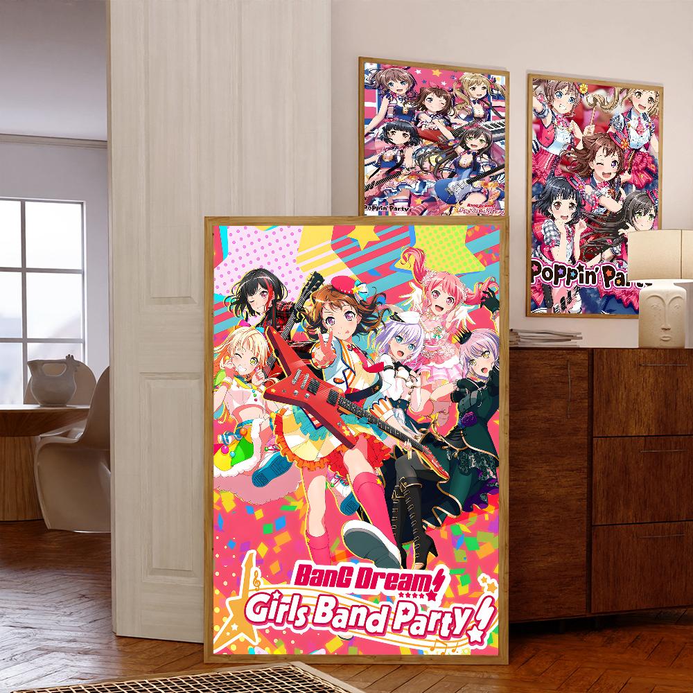 BanG Dream It's My GO Постер Аниме Постеры Липкие HD Качество Настенное Искусство Ретро Постеры для Дома Кавайный Декор Комнаты