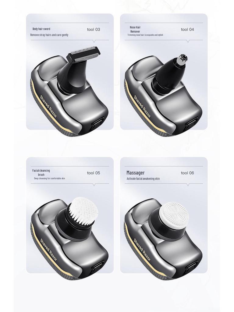 Немецкая точность 7-головочная электрическая бритва и машинка для стрижки волос для мужчин - Перезаряжаемая, многофункциональная бритва для бритья головы