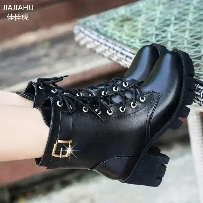 ZANPACE кожаные женские ботинки на высоком каблуке шерстяные теплые туфли для женщин большого размера 42 зимние высококачественные ботинки на платформе для снега