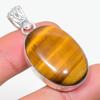 Natural Tiger Eye Gemstone Handmade 925 Sterling Silver Pendant 1.85" S4l97