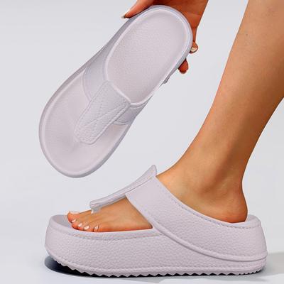 Женские однотонные шлепанцы на платформе, удобные сандалии из ЭВА без застежек с нескользящей танкеткой - идеально подходят для летней повседневной одежды