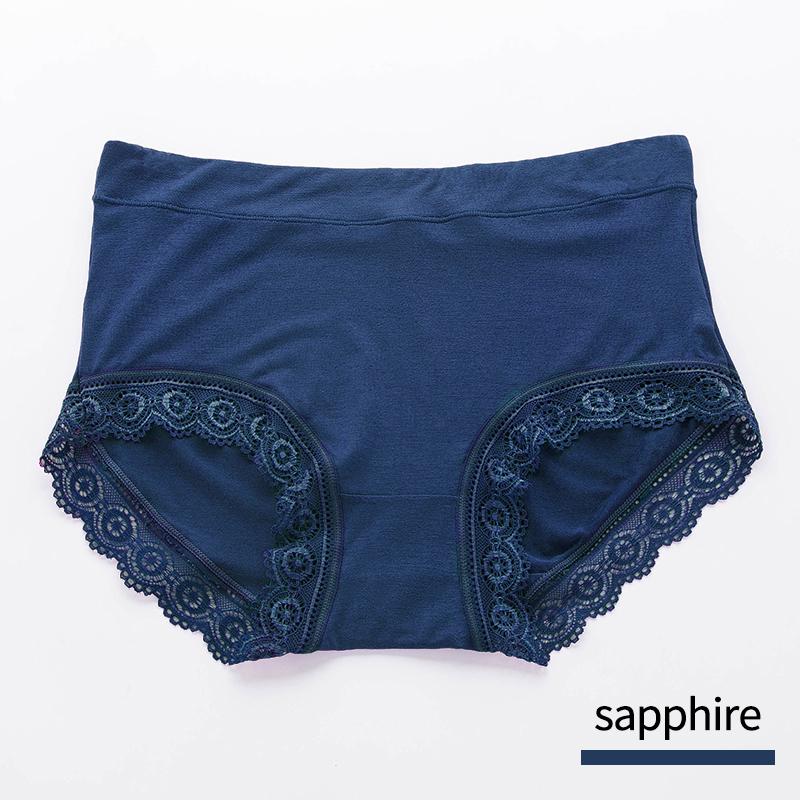 Mid-High Waist Cotton Crotch Lace Breathable Tummy Large Size Women's Triangle Pants