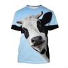 Funnny Cow Animal 3D Print Popular Outdoor Harajuku Short Sleeves Street Oversized Male Kids
