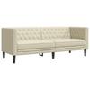 3 Piece Chesterfield Sofa Set Cream Faux Leather