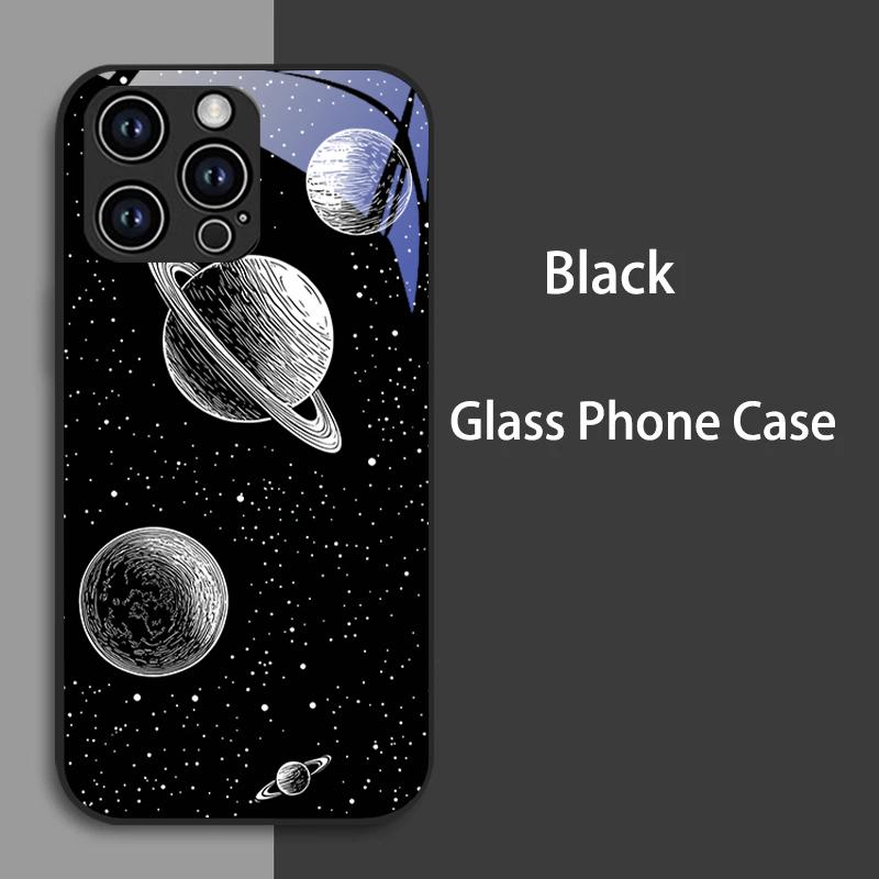 Чехол для iPhone 11 12 13 14 15 16 16e Закаленное Стекло Чехол для Телефона Для iPhone16 Pro Max 15 Plus 12 Mini Жесткий ПК Стекло Цветные Fundas