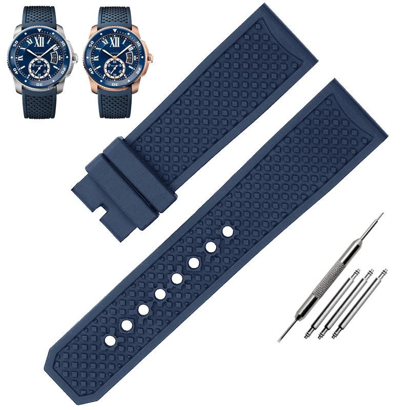Высококачественный резиновый ремешок для часов Cartier CALIBRE London Tank W7100056 W7100055 WGCA0010 WSCA0006 WSCA ремешок для часов Citizen 23 мм