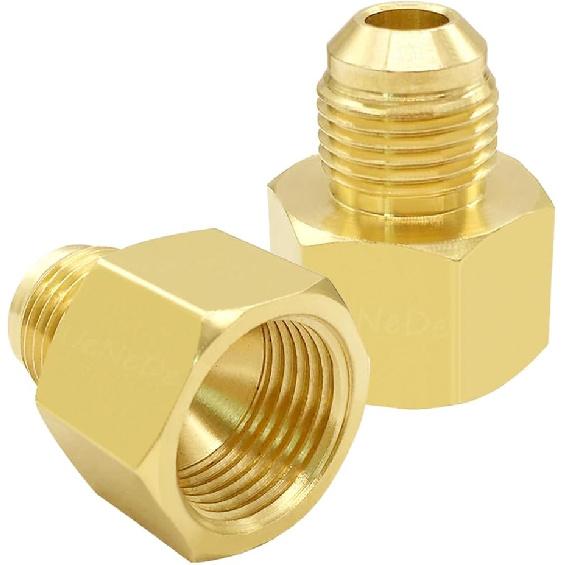 2PCS Brass Flare Coupler 1/2" Flare Female to 3/8" Flare Male Tube Gas Adapter Nipples Pipe Fittings Hose Connectors