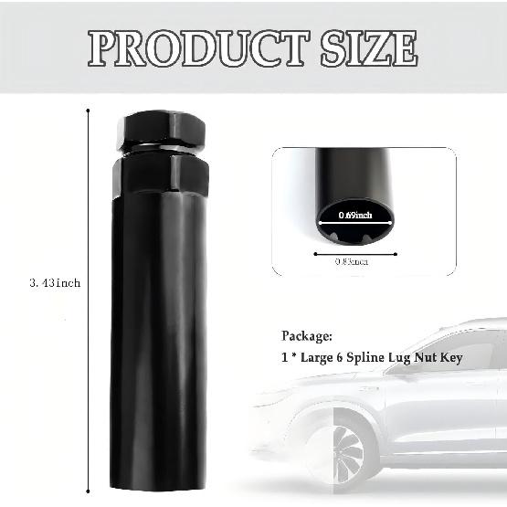 Large 6 Spline Lug Nut Socket,Wheel Lock Key Replacement For Aftermarket 6 Spline Lug Nut,Wheel Lock Removal Tool For 21 Mm(13/16 Inch)&22 Mm(7/8