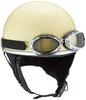 Bike Parts Center Helmet Half Cap with Goggles Beige Free Size Circumference 7408 (Head 57cm~59cm)
