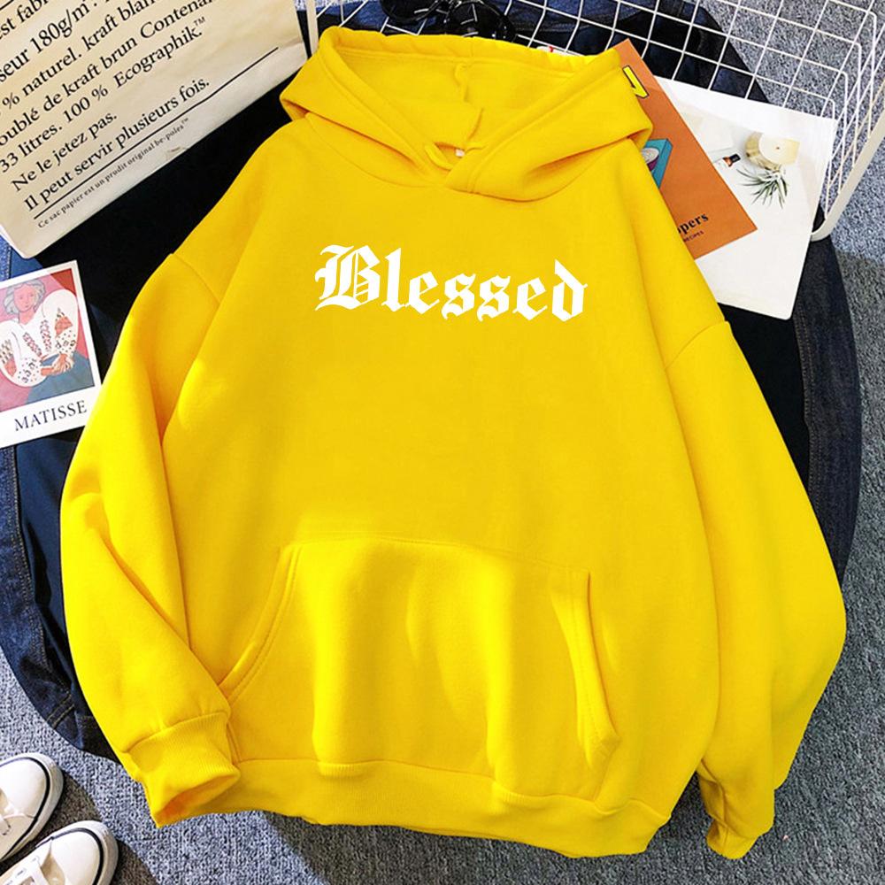 Blessed Hoodies Autumn Hip Hop Casual Fleece Pullover Sweatshirt Hooded for Men Women