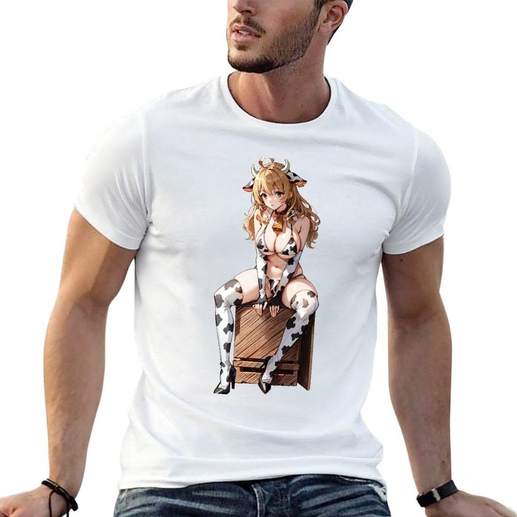 Anime Cow Girl Tshirt Casual Graphic Print Tee