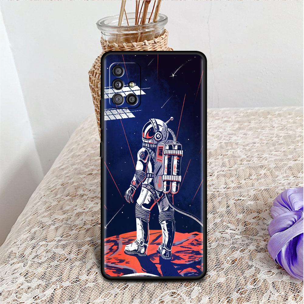 Чехол для Samsung Galaxy A52 A12 A51 A32 A71 A21s A22 A11 A02s A03 A23 A13 A53 A41 A31 A72, мягкий чехол для телефона, крутой одинокий космонавт