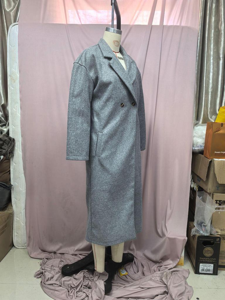 2025 Женское многоцветное шерстяное длинное пальто