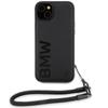 Bmw Signature Leather Wordmark Cord Case For Iphone 15/14/13 - Black