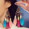 Женские висячие серьги, богемные этнические серьги-перья с каплями воды, длинные кисточки, разноцветные бусины, серьги-подвески, ювелирные изделия, свадебные подарки