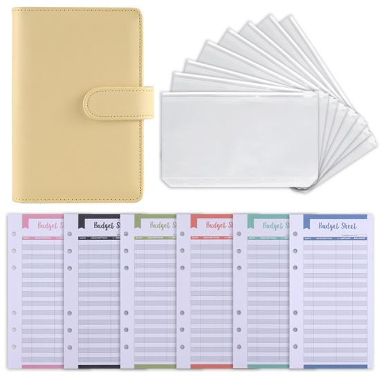 1 Set Budget Book Loose Leaf Multi-use Faux Leather Money Saving Schedule Planner for School