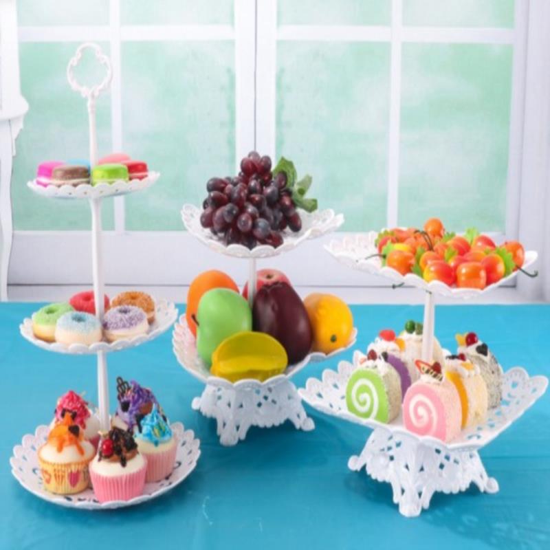 1/2Pcs Cake Stand Dishes Cupcake Snacks Plates Three-Layer Creative Fruit Basket