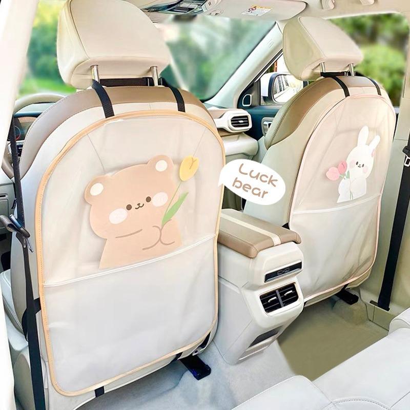 Cartoon Tulip Pattern Multifunctional Car Seat Back Anti Kick Protection Mat