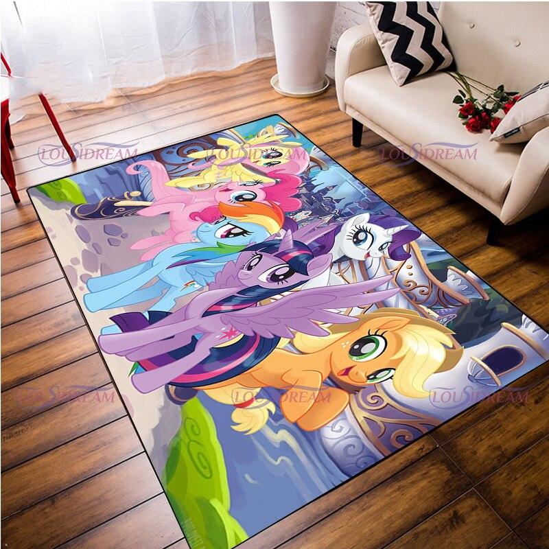 Ковер с героями мультфильмов, детские домашние ковры с единорогом для детской комнаты, мягкие игровые коврики для ползания, волосатый напольный коврик, декор для гостиной, спальни, ковер