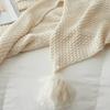 Вязаное одеяло в скандинавском стиле, однотонное одеяло с бахромой, антикатышковое одеяло с кисточками