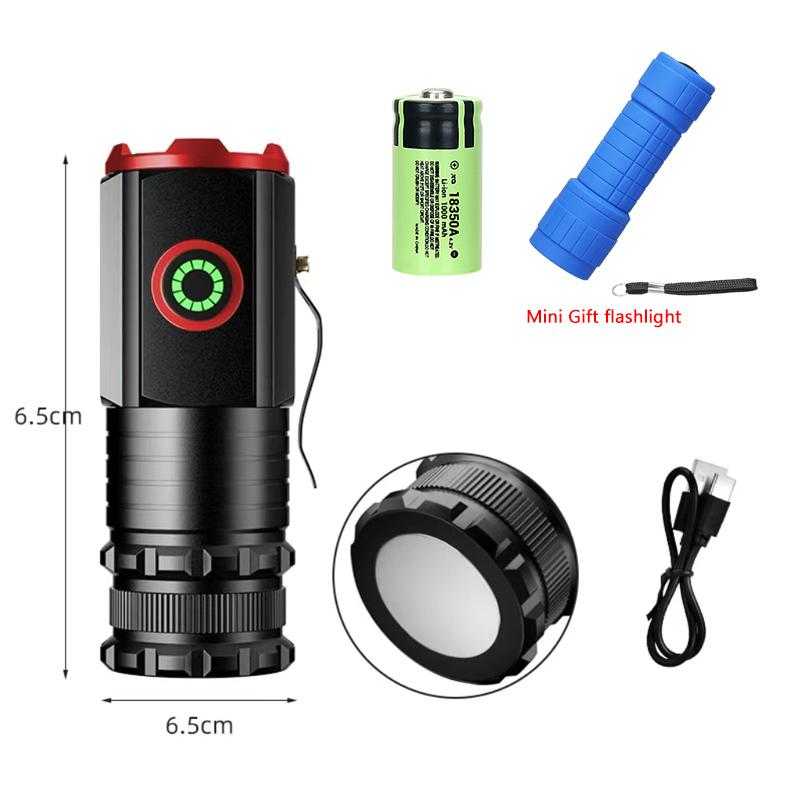 3 F350 LED Mini Flashlight Powerful Type-C Rechargeable 18350 Battery Torch SST20 2000LM Lamp with Tail Magnet Tactical Lantern