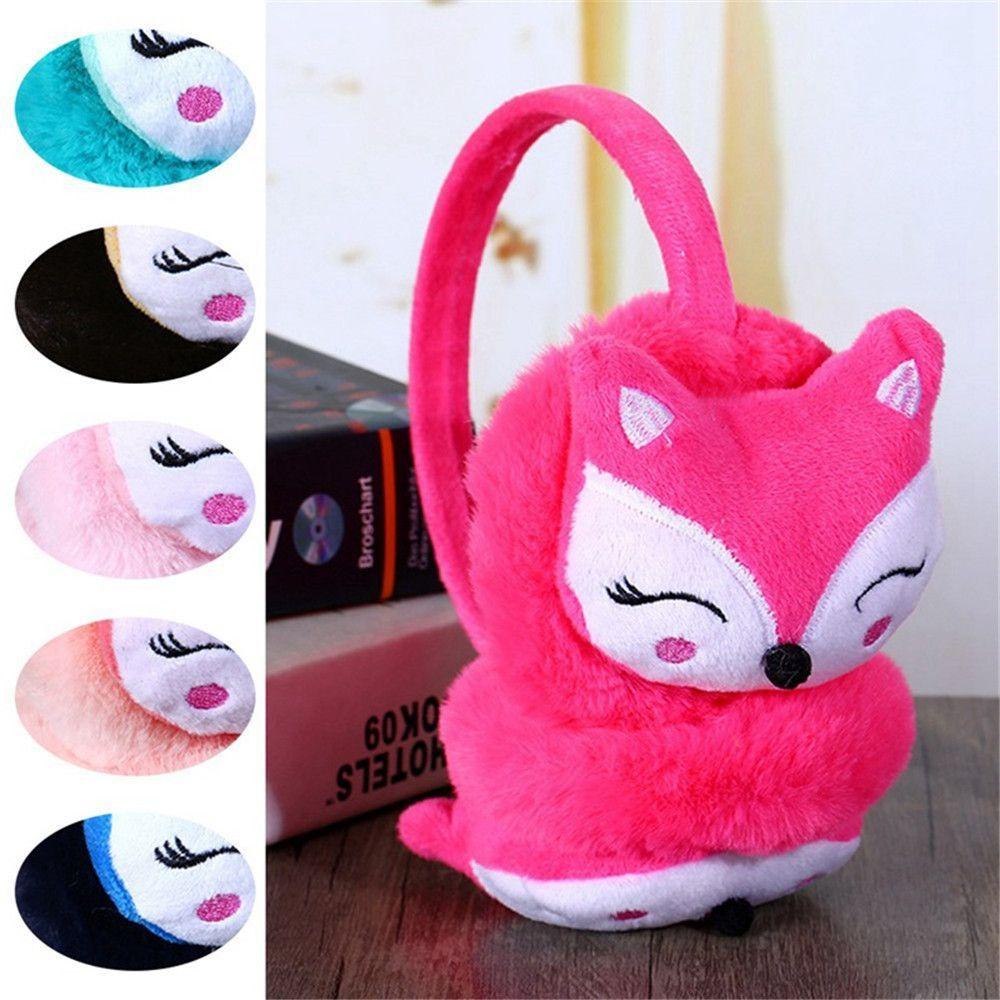 Men Women Adjustable Cartoon Fox Plush Thick Warm Earmuffs Ear Protection Ear Cover Ear Warmers