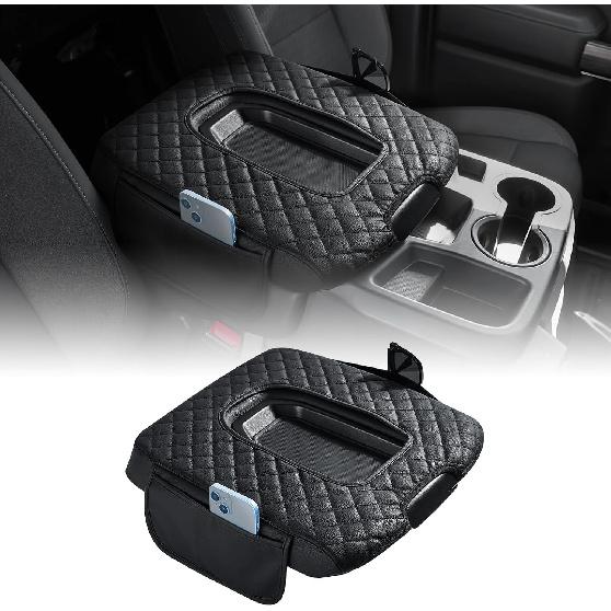 JOYTUTUS Center Console Cover Compatible With -2025 Silverado Sierra Jump Seat, Leather Arm Rest Armrest Cover For Car, Durable Middle Console Cover