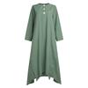 Womens Muslim Dress Islamic Clothing Long Sleeve Round Collar Solid Color Maxi Dresses Plus Size S-5XL