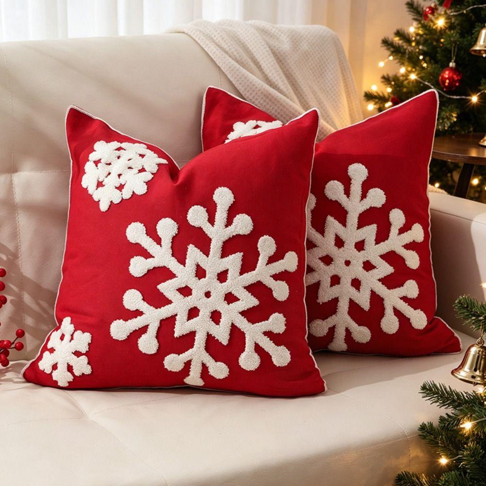 Merry Christmas Christmas Pillow Cover Snowflake Sofa Cushion Cover Christmas