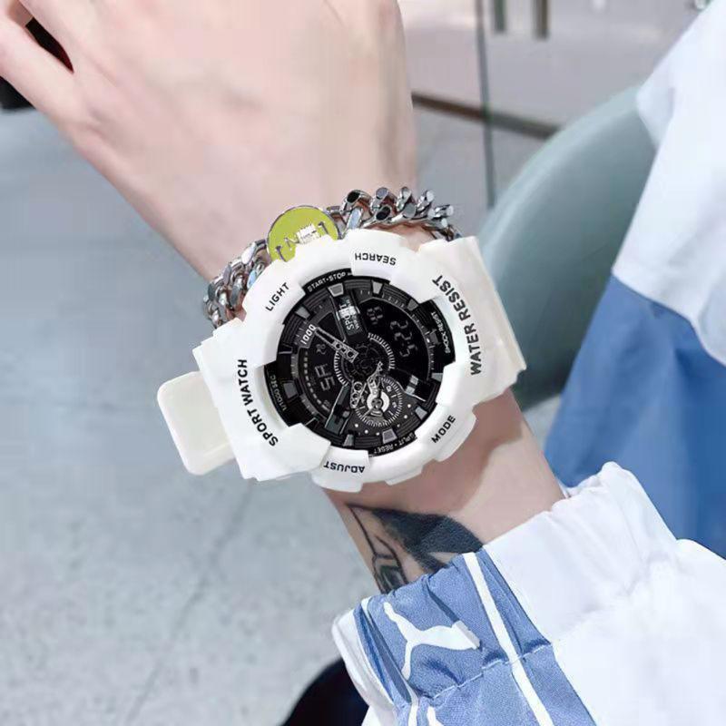 Мужские электронные часы, роскошные водонепроницаемые многофункциональные светящиеся спортивные наручные часы с искусственной кожей