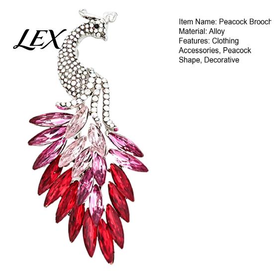 Sparkling Dress Brooch Rhinestone Peacock Brooch, Animal Jewelry Pin for Women, Brooches Vintage Clothes Decorative Accessory Wedding Parties
