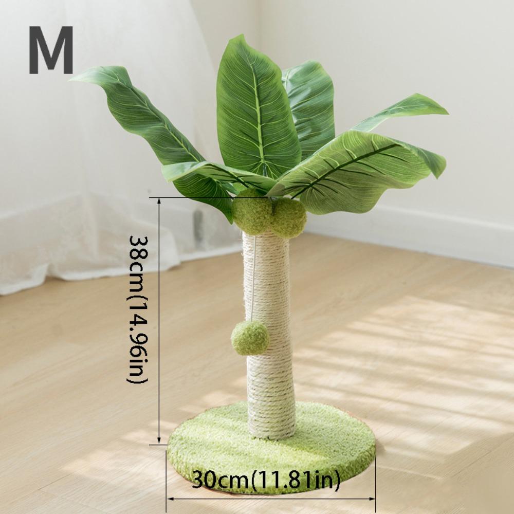 Сизалевая веревка Когтеточка для кошек Деревянная дорожка с шариком Прочная конструкция Кошачье дерево Зеленые листья Подвесные шарики Интерактивные игрушки Для использования в помещении