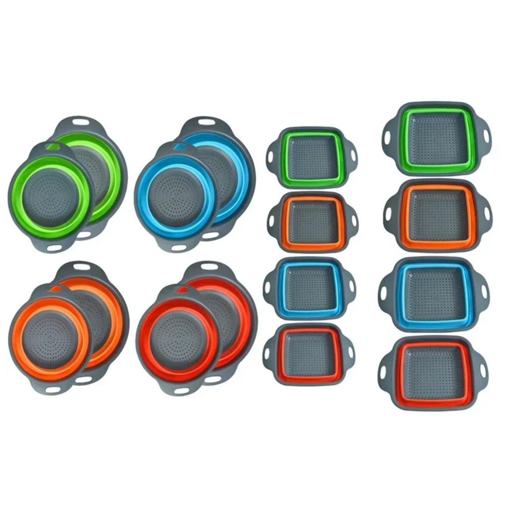 HOMZY Круглый Квадратный Складной Силиконовый Дуршлаг Корзина для Мытья Фруктов и Овощей Сито Складной Дренажер Ручка Кухонные Инструменты