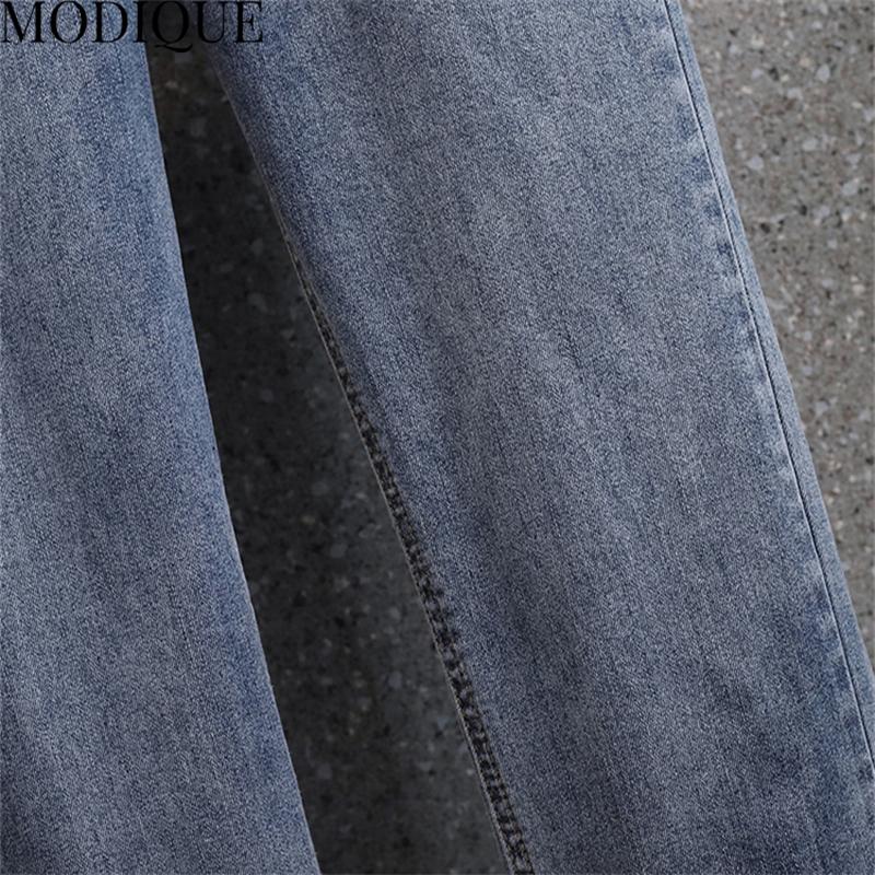MODIQUE Осенние Большие размеры Новые женские эластичные прямые брюки до щиколотки Женские базовые повседневные джинсовые джинсы полной длины Женские длинные хлопковые брюки