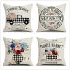 Pillow Case Spring Throw Pillow Case Flower Truck Farm Print Home Decor Cushion Cover Back Cushion