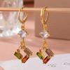 Многоцветные квадратные серьги-подвески из синтетического циркона для женщин  Универсальные повседневные ювелирные аксессуары Идеальные подарки на день рождения