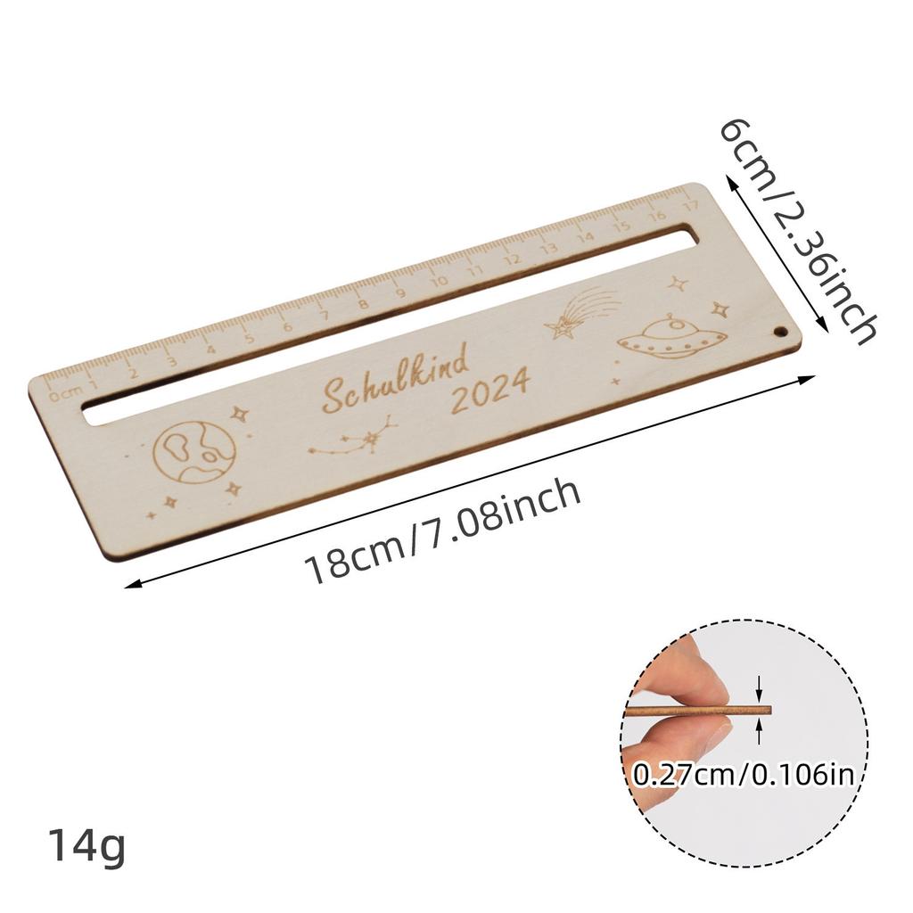 1 Piece Cute Cartoon Wood Straight Ruler Kawaii Tools Stationery Cartoon Drawing Christmas Gift Office School Measuring