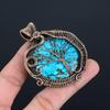 Natural Tree of Life Turquoise Gemstone Pendant | Oxidized Copper Wire Wrapped | Necklace Pendant | Handmade Copper Pendant for Her/him