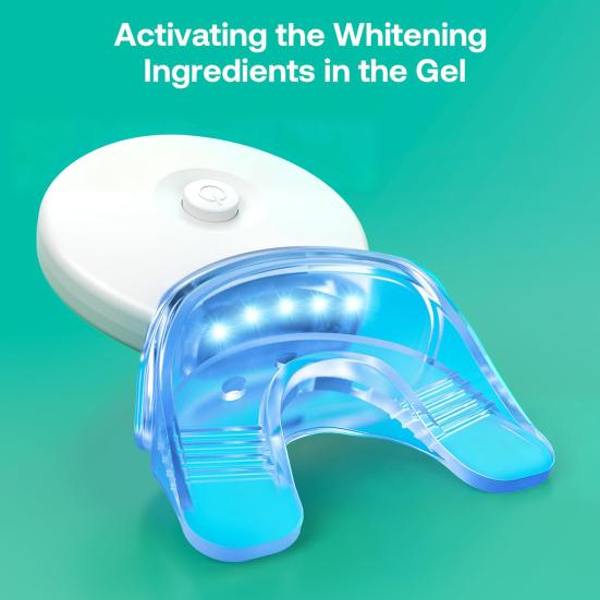 Teeth Whitening Kit with 32 LED Gum Light Silicone Mouthpiece Gel Tube Portable IPX7 Waterproof Gum Health Toothache Relief Light Therapy Periodontal