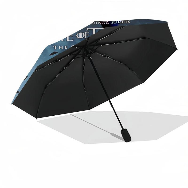 1pc Game of Thrones The Complete Series Automatic Folding Umbrella - Compact 8-Rib Design, Durable Plastic & Iron1260L