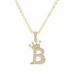 Unisex Fashion Crown A-Z Alphabet Pendant Vintage Chain Necklaces Hip-Hop Style Crystal Zircon Punk MIT
